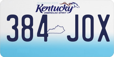 KY license plate 384JOX
