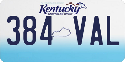 KY license plate 384VAL