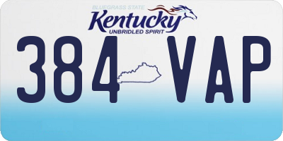 KY license plate 384VAP
