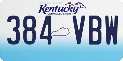 KY license plate 384VBW