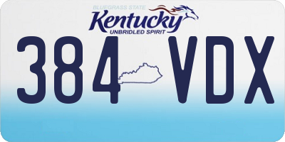 KY license plate 384VDX