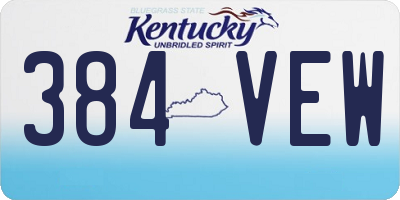 KY license plate 384VEW