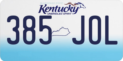 KY license plate 385JOL