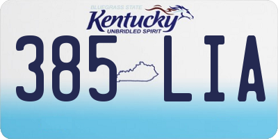 KY license plate 385LIA