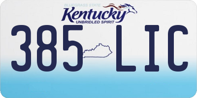 KY license plate 385LIC