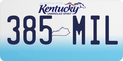 KY license plate 385MIL