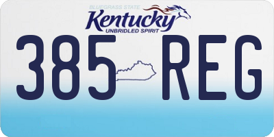 KY license plate 385REG