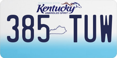 KY license plate 385TUW