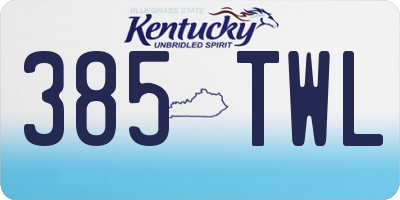 KY license plate 385TWL