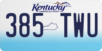 KY license plate 385TWU