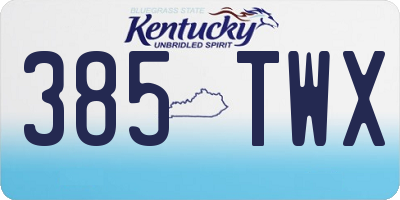 KY license plate 385TWX