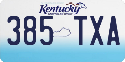 KY license plate 385TXA