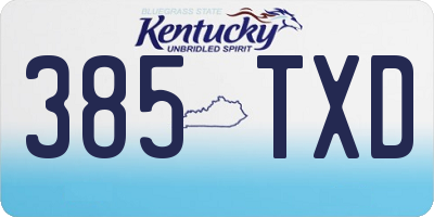 KY license plate 385TXD