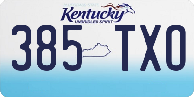 KY license plate 385TXO
