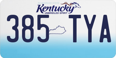 KY license plate 385TYA