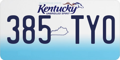 KY license plate 385TYO