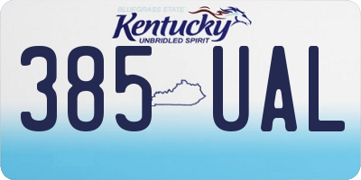 KY license plate 385UAL