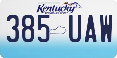 KY license plate 385UAW