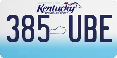 KY license plate 385UBE