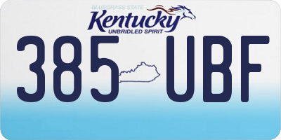 KY license plate 385UBF