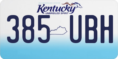 KY license plate 385UBH
