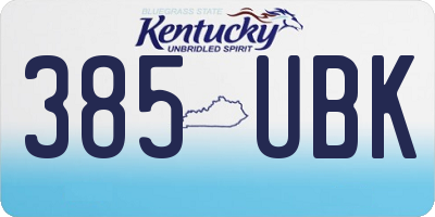 KY license plate 385UBK