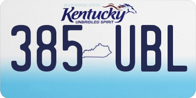 KY license plate 385UBL