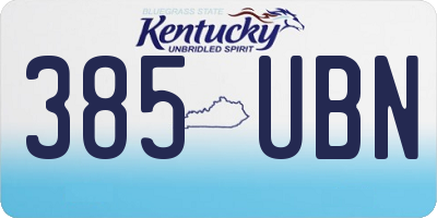 KY license plate 385UBN