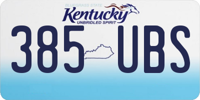 KY license plate 385UBS