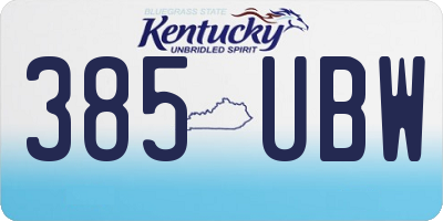 KY license plate 385UBW