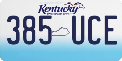KY license plate 385UCE