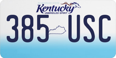 KY license plate 385USC