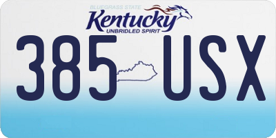 KY license plate 385USX
