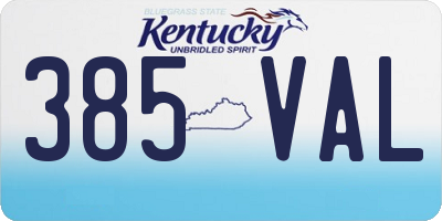 KY license plate 385VAL