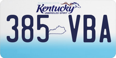 KY license plate 385VBA
