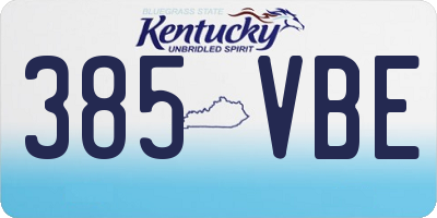 KY license plate 385VBE