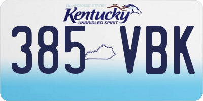 KY license plate 385VBK