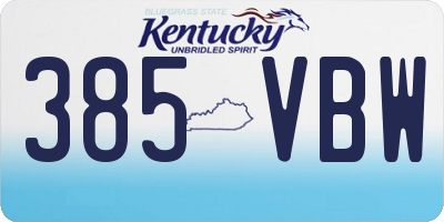 KY license plate 385VBW