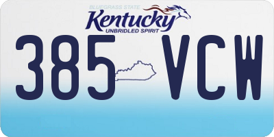 KY license plate 385VCW