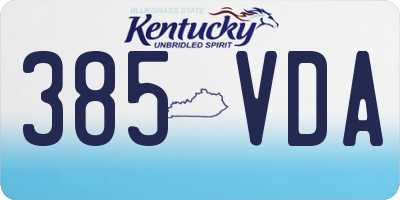 KY license plate 385VDA