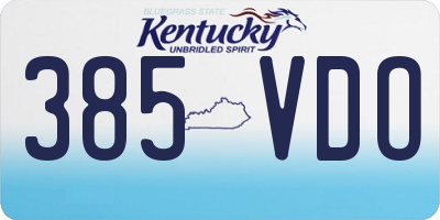 KY license plate 385VDO