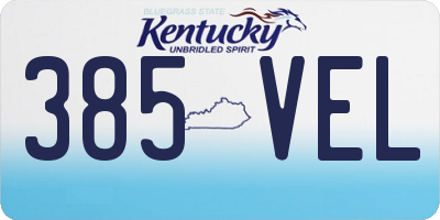 KY license plate 385VEL