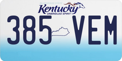 KY license plate 385VEM