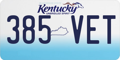 KY license plate 385VET