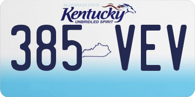 KY license plate 385VEV