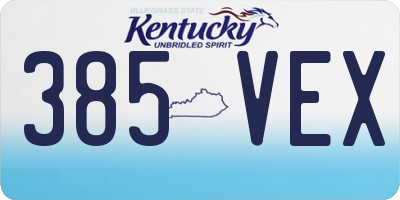 KY license plate 385VEX
