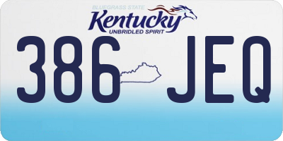 KY license plate 386JEQ