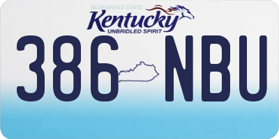 KY license plate 386NBU