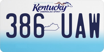 KY license plate 386UAW