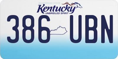 KY license plate 386UBN